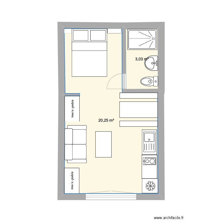 Plan 2 studio Moulin. Plan de 0 pièce et 0 m2
