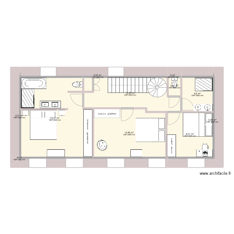 1er étage Version Meo. Plan de 11 pièces et 65 m2