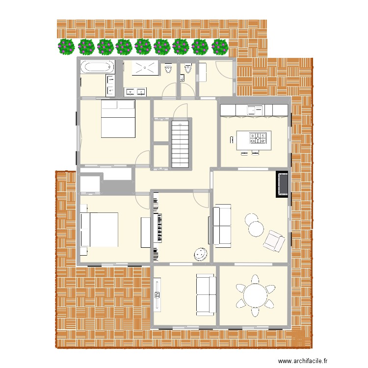 Lamalou sans jardin. Plan de 19 pièces et 121 m2