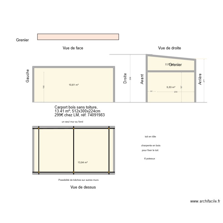 Carport 3x5,12m LM 02. Plan de 0 pièce et 0 m2