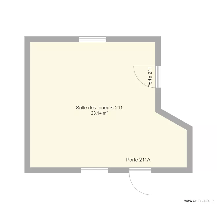 Salle des joueurs 211. Plan de 