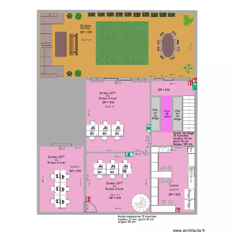 LEFT LA PISCINE R+2 AVANT TRAVAUX. Plan de 