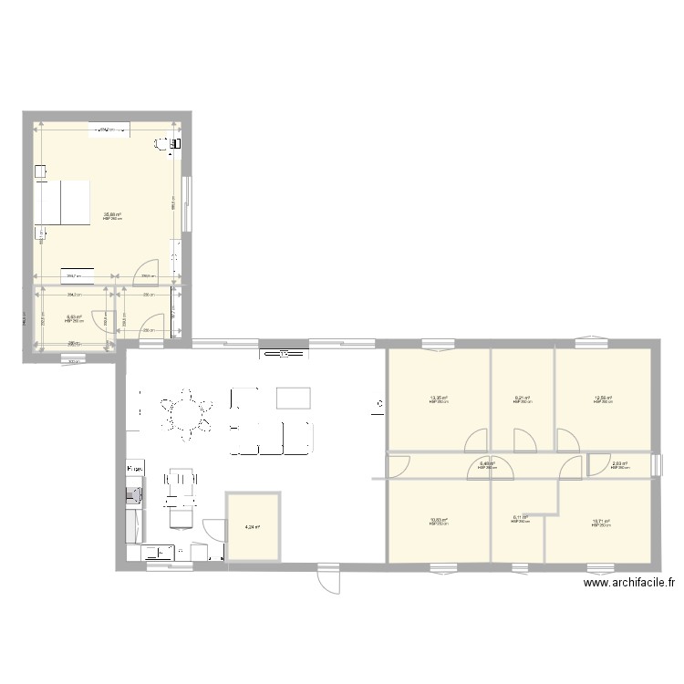 extension3. Plan de 11 pièces et 117 m2