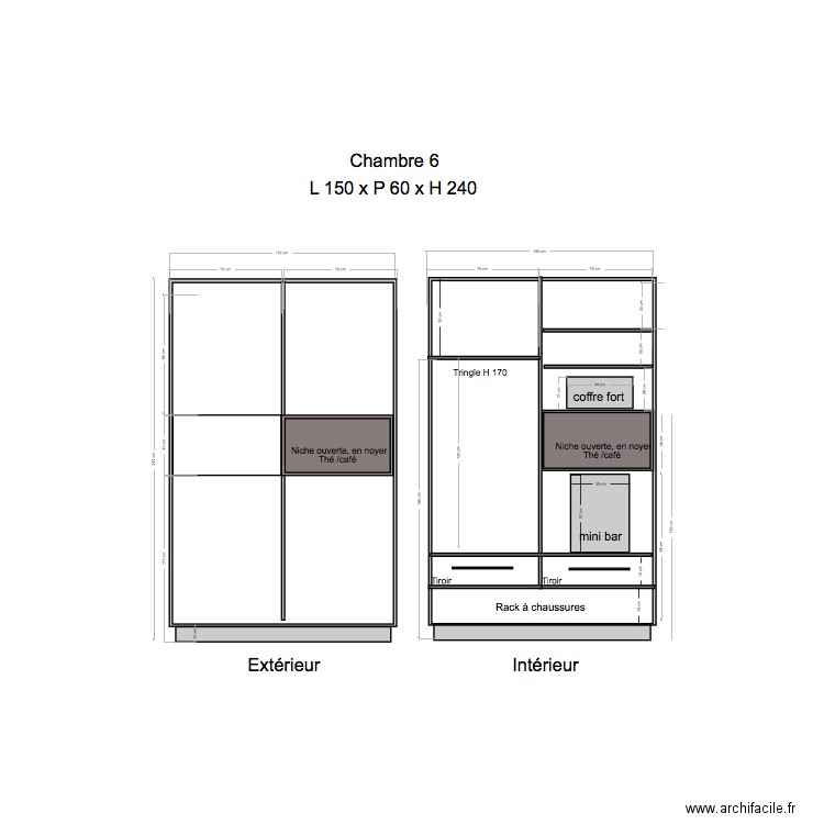 Placard Chambre 6. Plan de 0 pièce et 0 m2