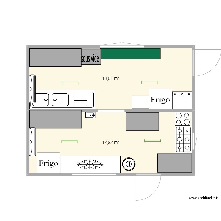 labo. Plan de 2 pièces et 26 m2