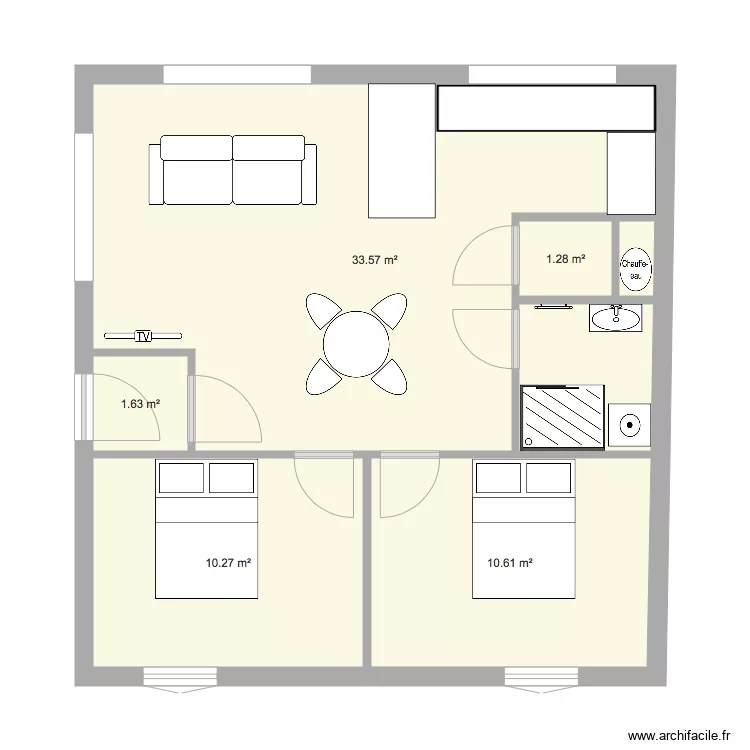 Maison 2chambres. Plan de Maison 2chambres. Plan de