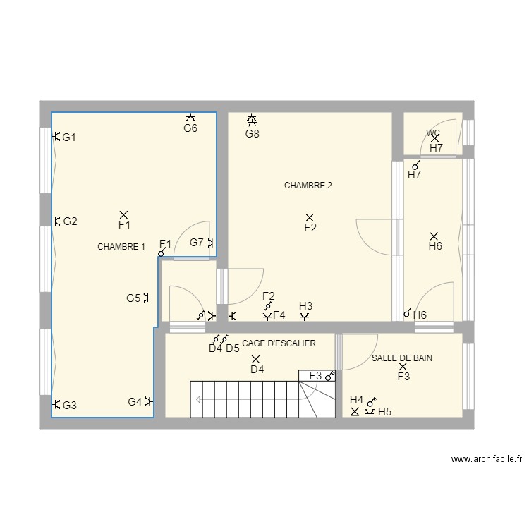 MARUIS 2 ème étages. Plan de 7 pièces et 55 m2