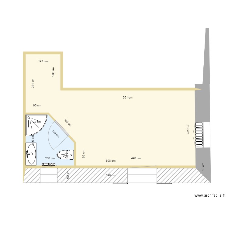 chambre bleue cotes v5. Plan de 0 pièce et 0 m2