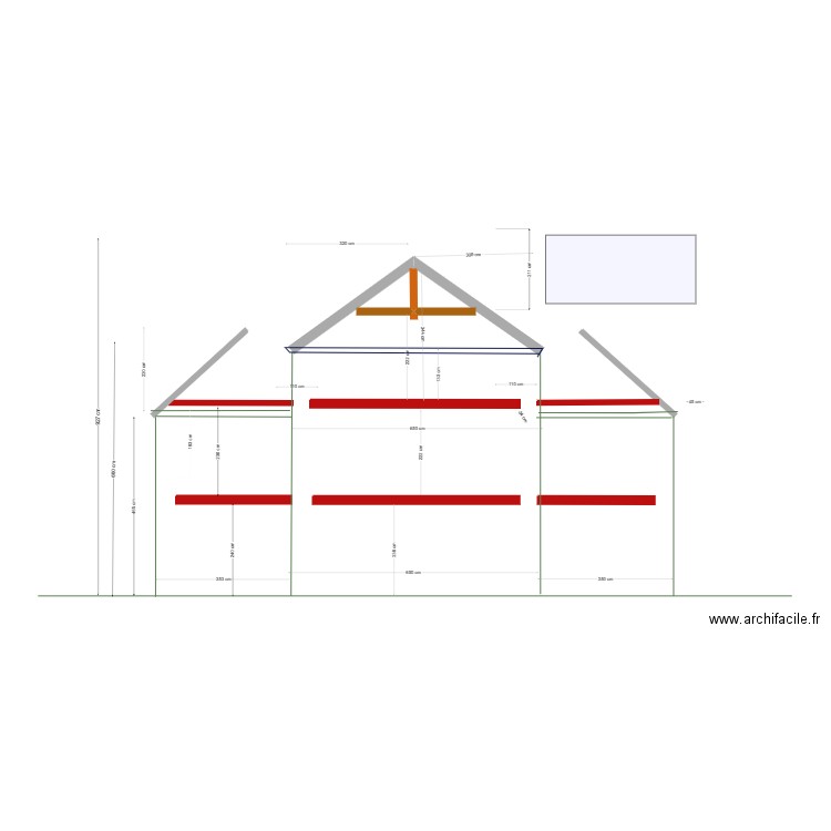 coupe facade maison potager R+1 basse. Plan de 0 pièce et 0 m2