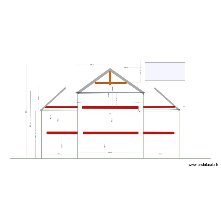 coupe facade maison potager R+1 basse. Plan de 0 pièce et 0 m2
