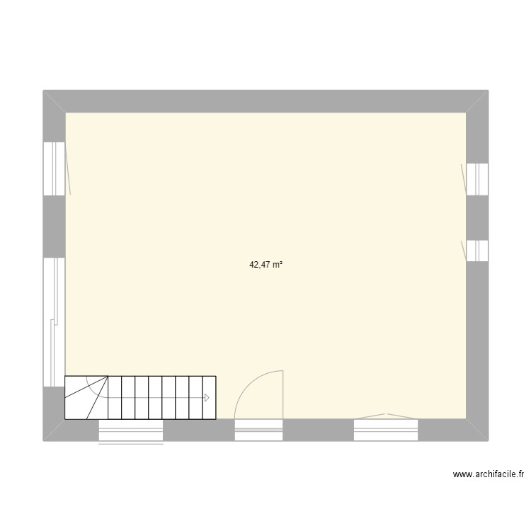 plan Rdc. Plan de 1 pièce et 42 m2