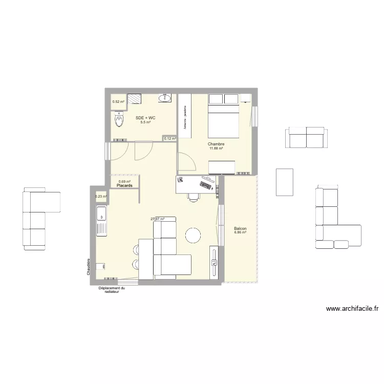 Appartement Loris Option 1. Plan de 