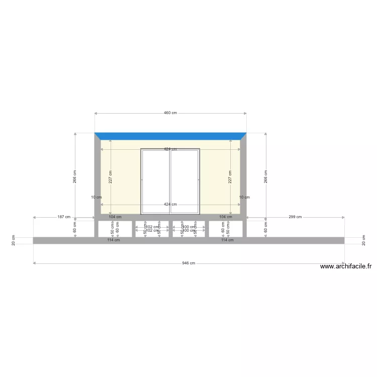 Plan de fa&ccedil;ade et toiture DP4. Plan de 