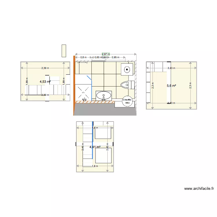 Sdb bas. Plan de 