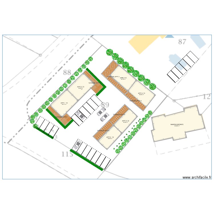 amenagement parcelle HABITAT COLLECTIF v3. Plan de 0 pièce et 0 m2