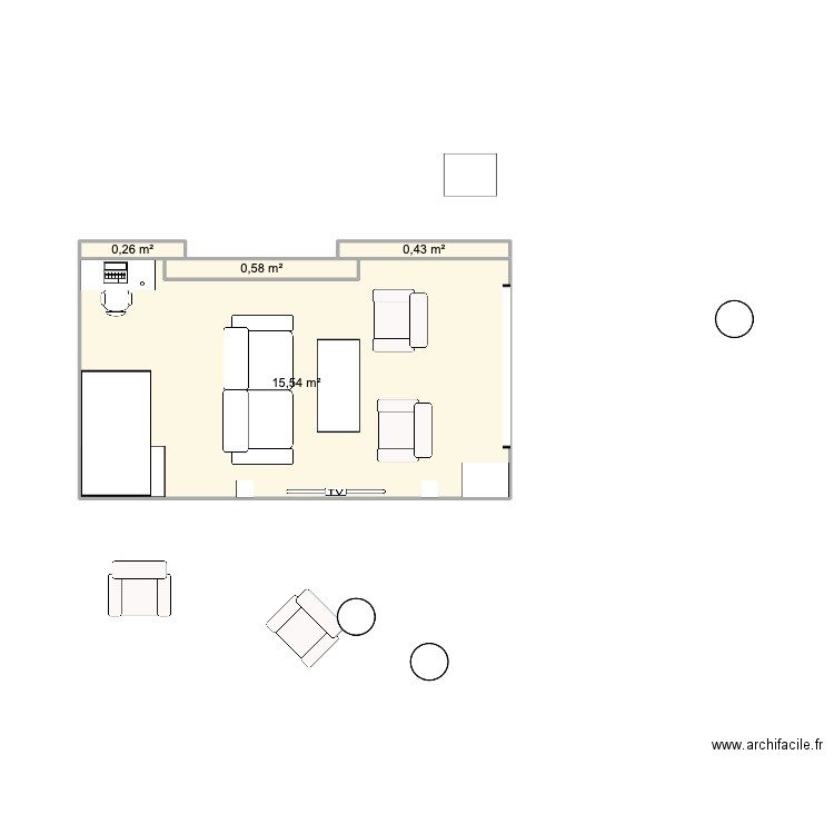 salon p. Plan de 4 pièces et 17 m2