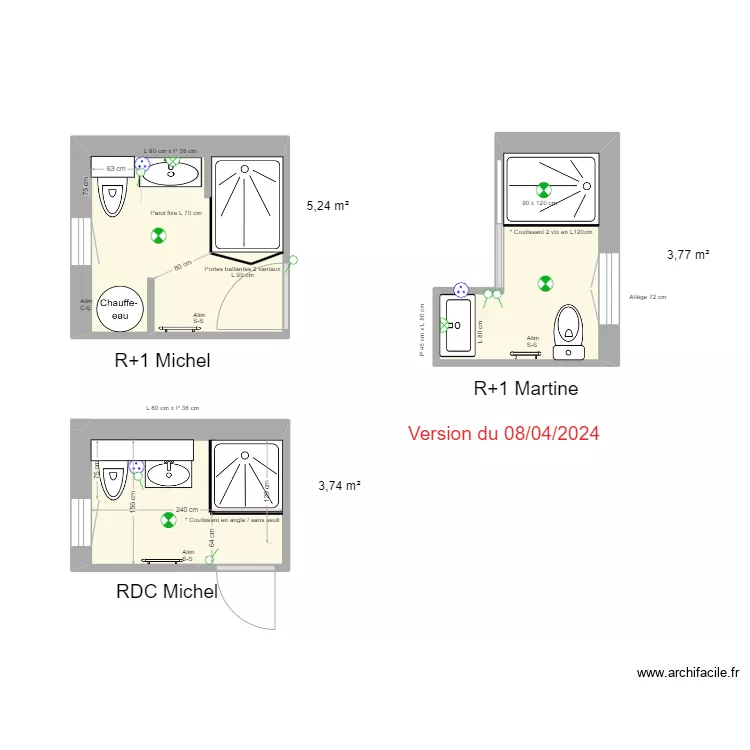 SDB ETAGE MOINET MICHEL. Plan de 