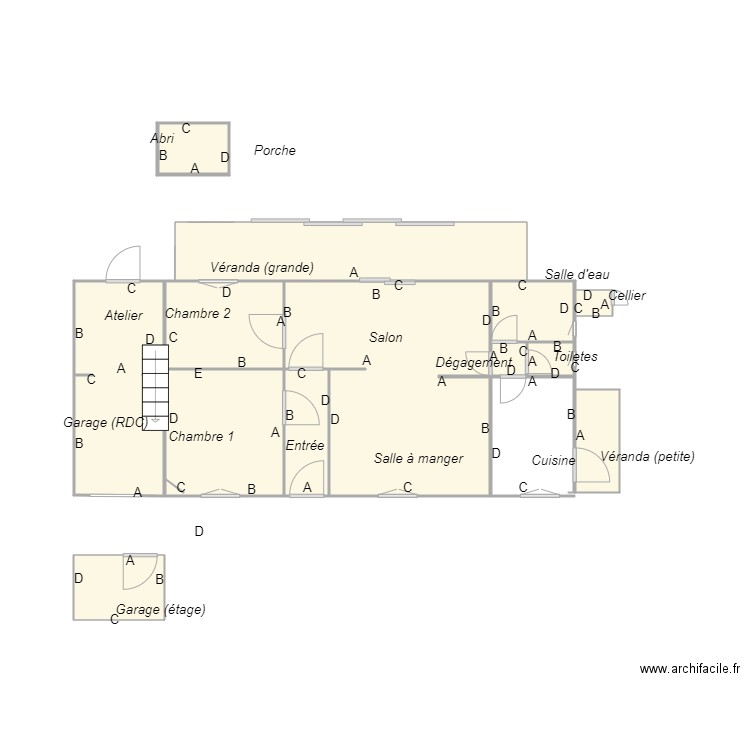 Croquis DUPIOT plomb. Plan de 13 pièces et 42 m2