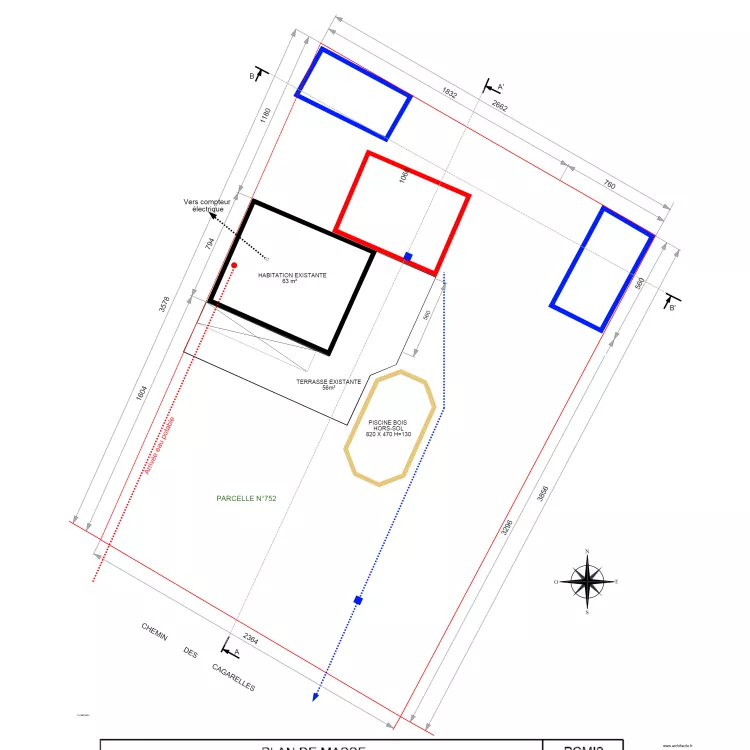 Emplacement garage. Plan de 