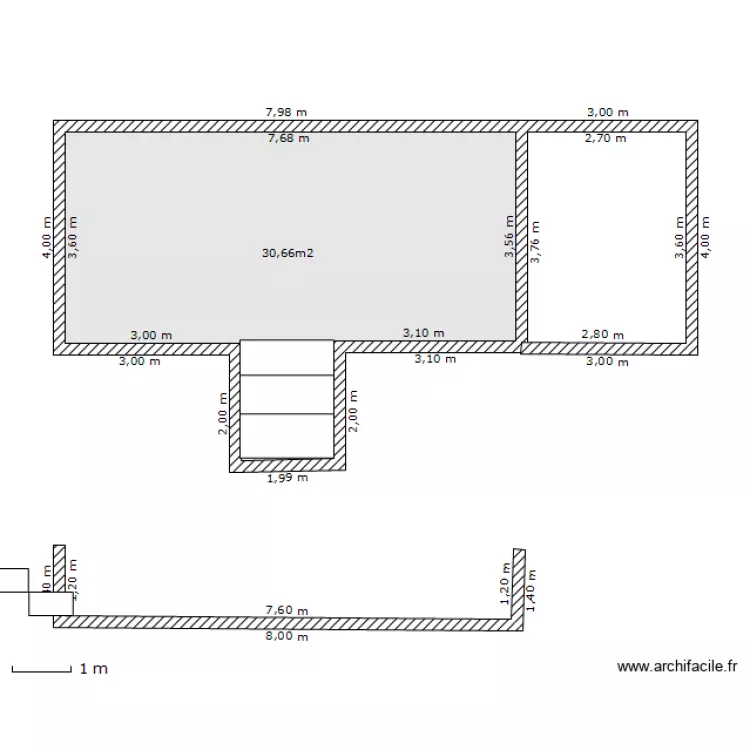Plan en coupe piscine. Plan de 