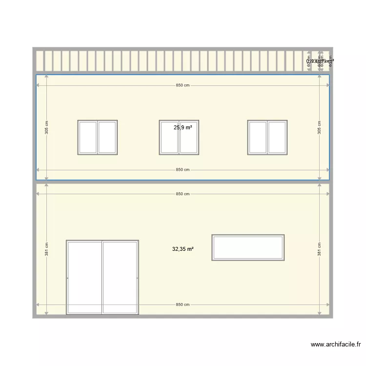 Fa&ccedil;ade jardin. Plan de 