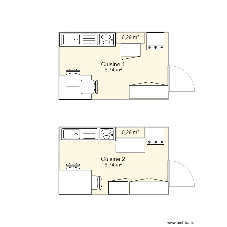 Cuisine2. Plan de 4 pièces et 14 m2