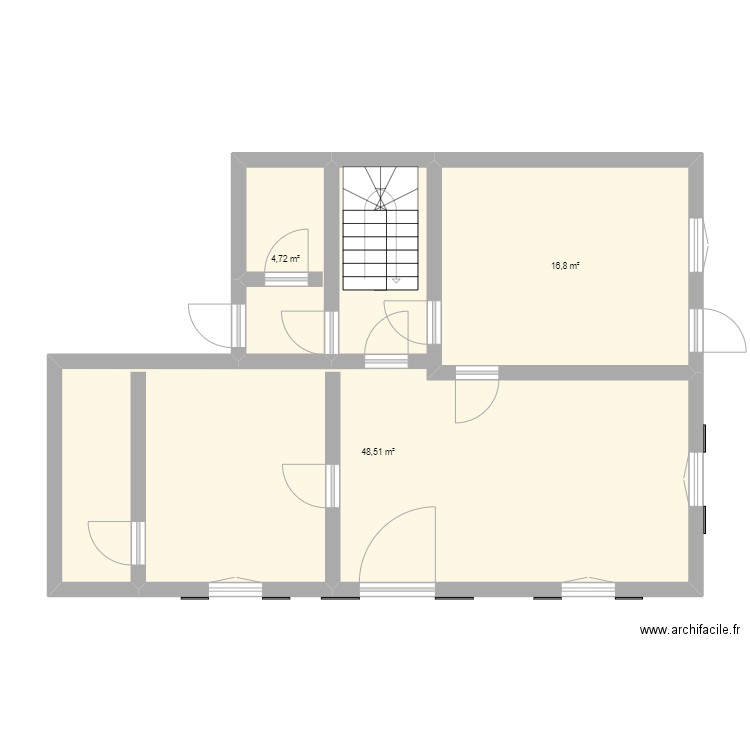 RDC Pouldu. Plan de 3 pièces et 70 m2