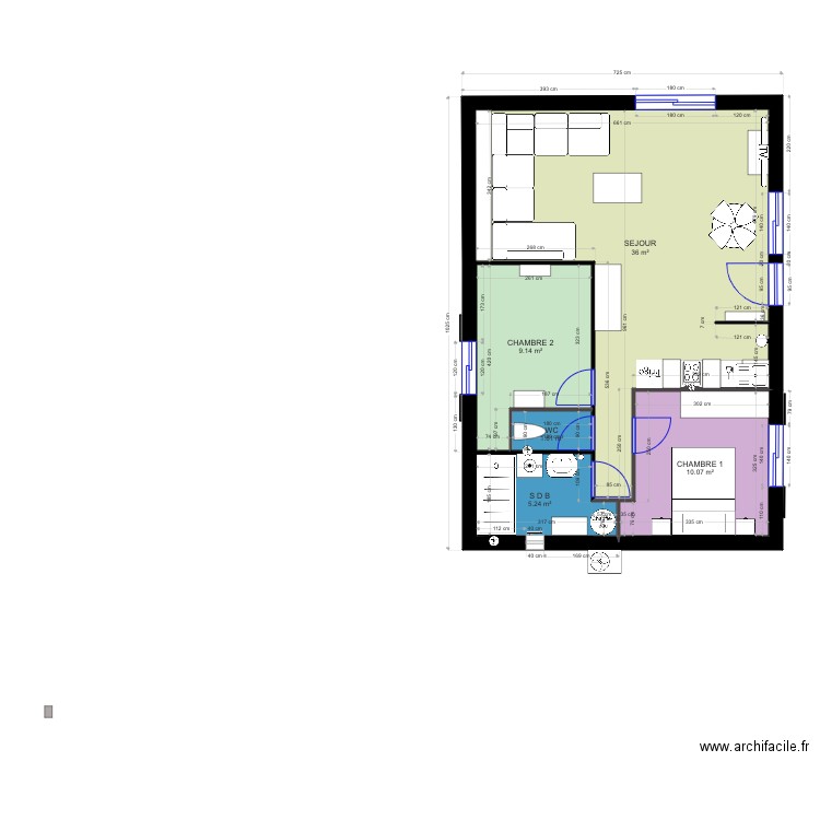 MAISON PLAIN PIED 60 M2 V2. Plan de 0 pièce et 0 m2