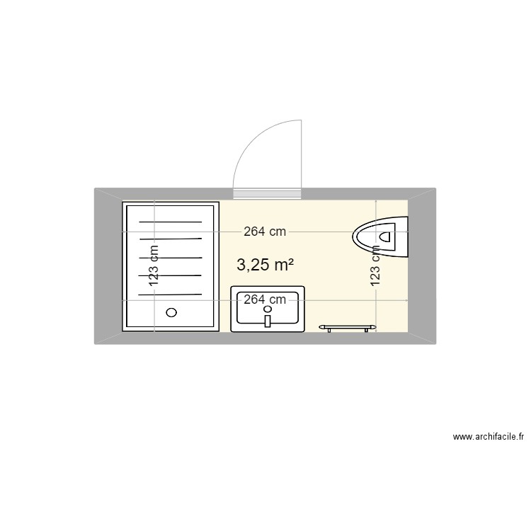 Sdd 2 Pynes. Plan de 1 pièce et 3 m2