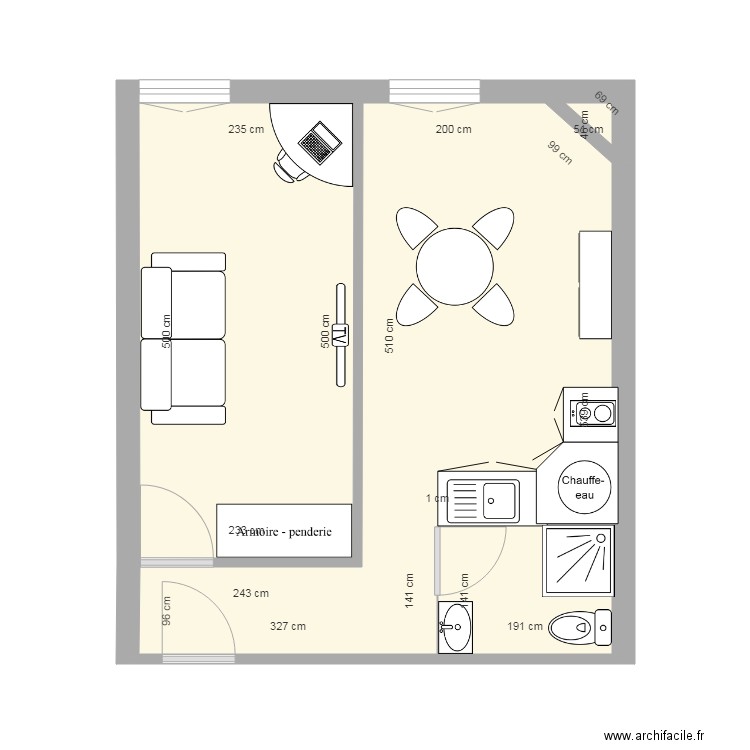 R1  Studio 1 PROJET . Plan de 0 pièce et 0 m2