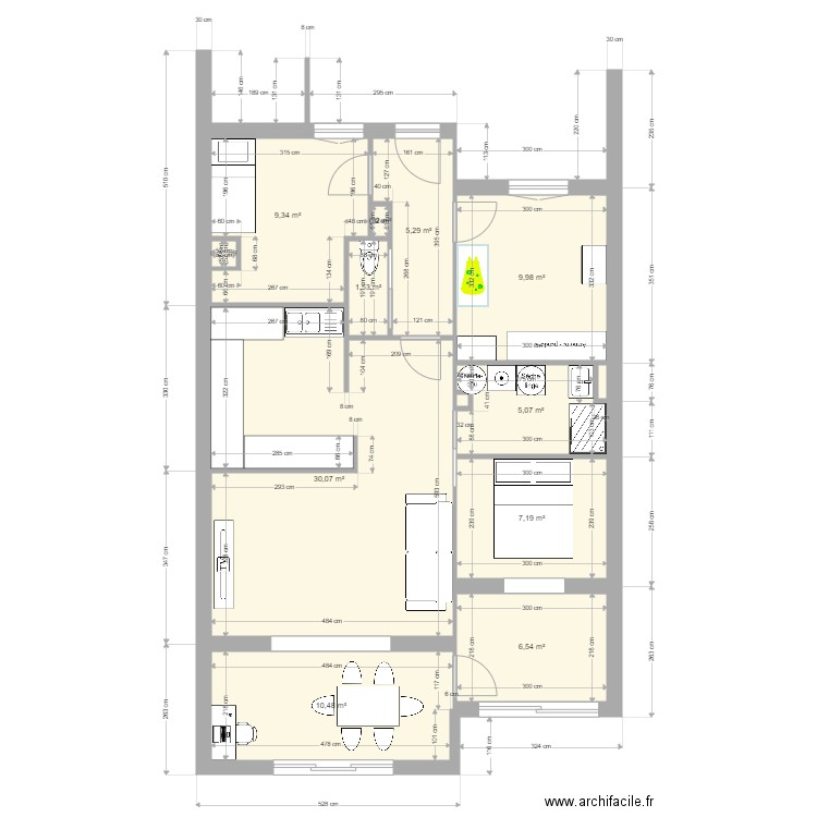 accate projet 2. Plan de 13 pièces et 86 m2