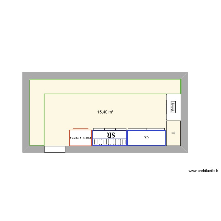 PROJET BISCOTTE 3. Plan de 1 pièce et 15 m2