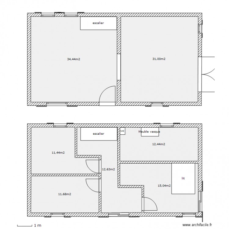 escisse deux. Plan de 0 pièce et 0 m2