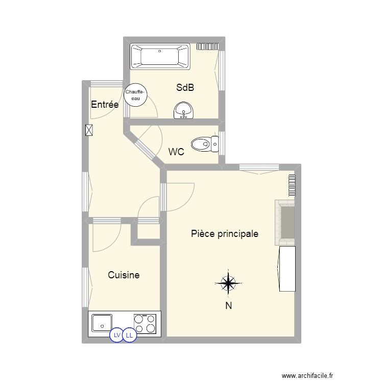 109 Bac C4 DD. Plan de 6 pièces et 29 m2