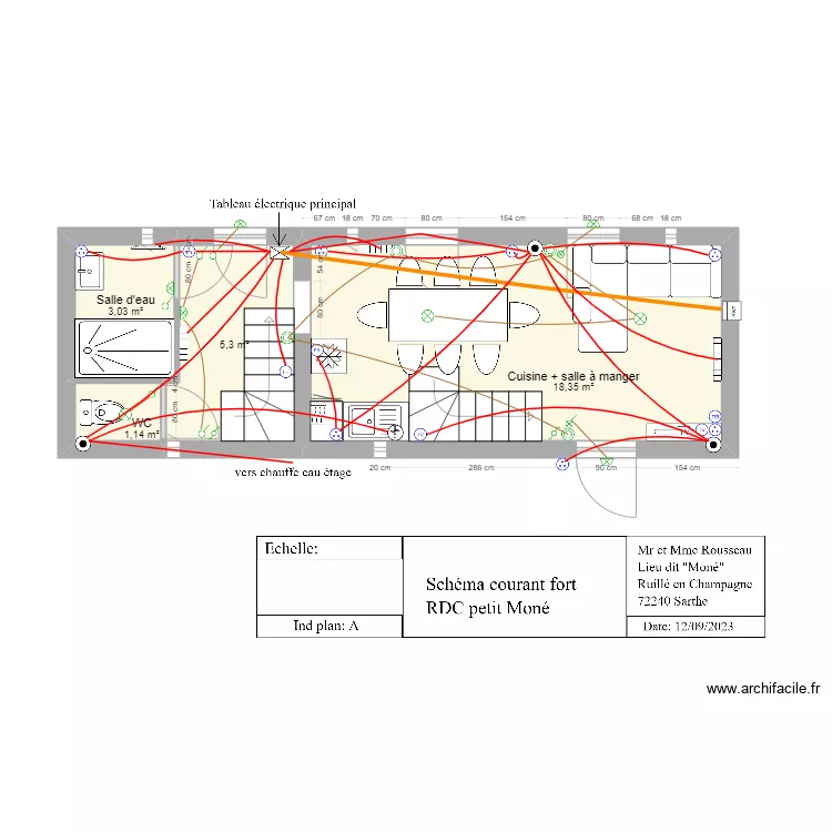 Schéma courant fort RDC gite petit Moné . Plan de Schéma courant fort RDC gite petit Moné . Plan de