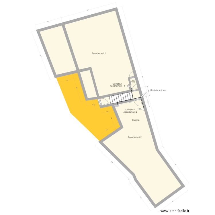 cadastre de Harnes ETAGE. Plan de 3 pièces et 118 m2