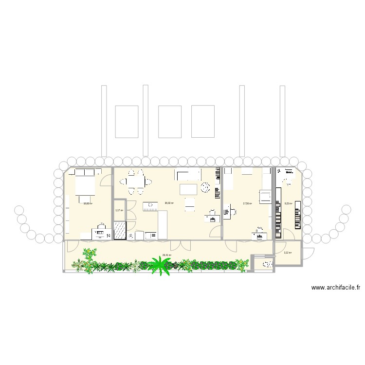 Earthship 3 aménagement. Plan de 0 pièce et 0 m2