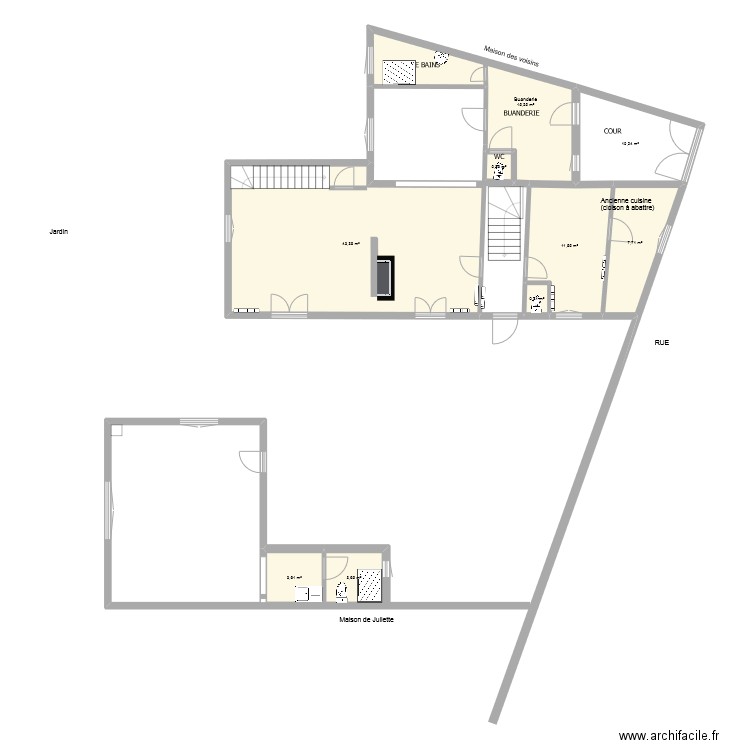Maison Joigny extension projet arriere-maison avec grand salon. Plan de 9 pièces et 97 m2
