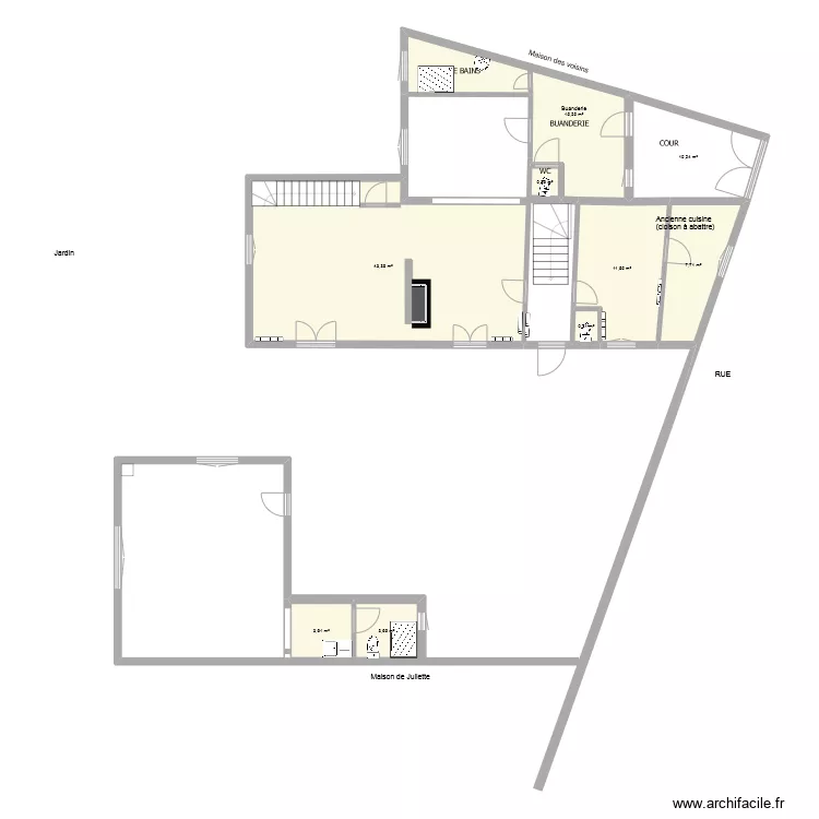 Maison Joigny extension projet arriere-maison avec grand salon. Plan de 