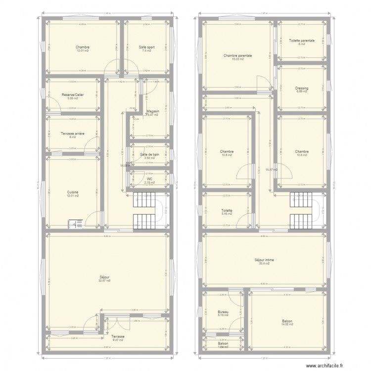 PLAN PIOL. Plan de 22 pièces et 225 m2