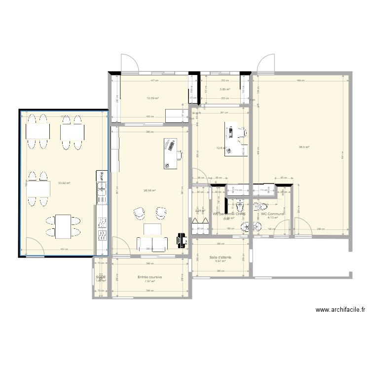 ADAPEI CHRS extension. Plan de 12 pièces et 150 m2