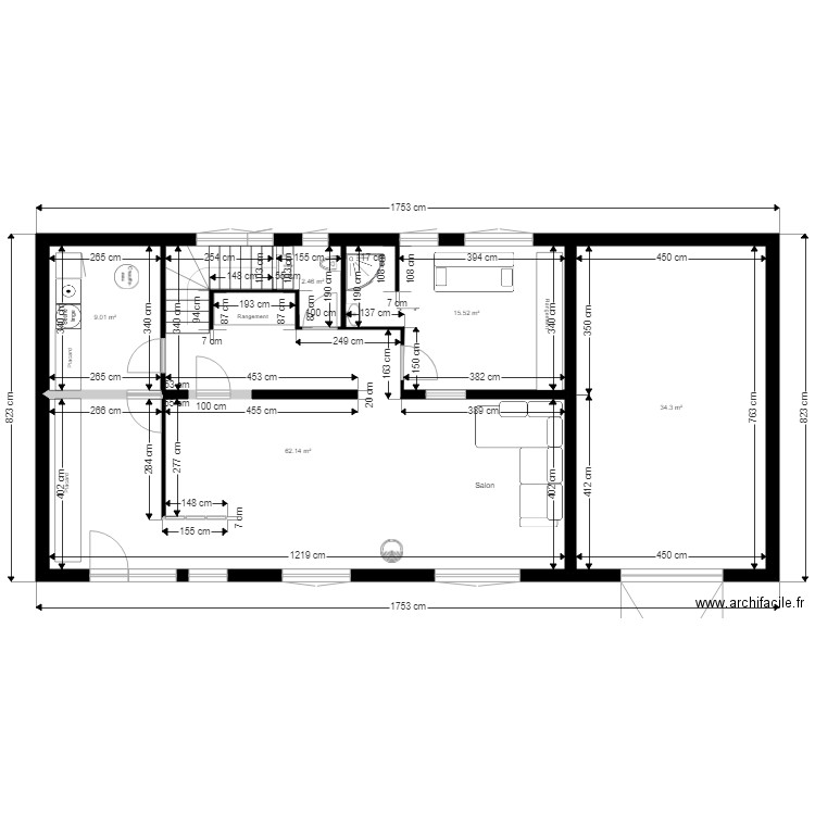 Projet Spinelli plan implantation cuisine ilot. Plan de 0 pièce et 0 m2