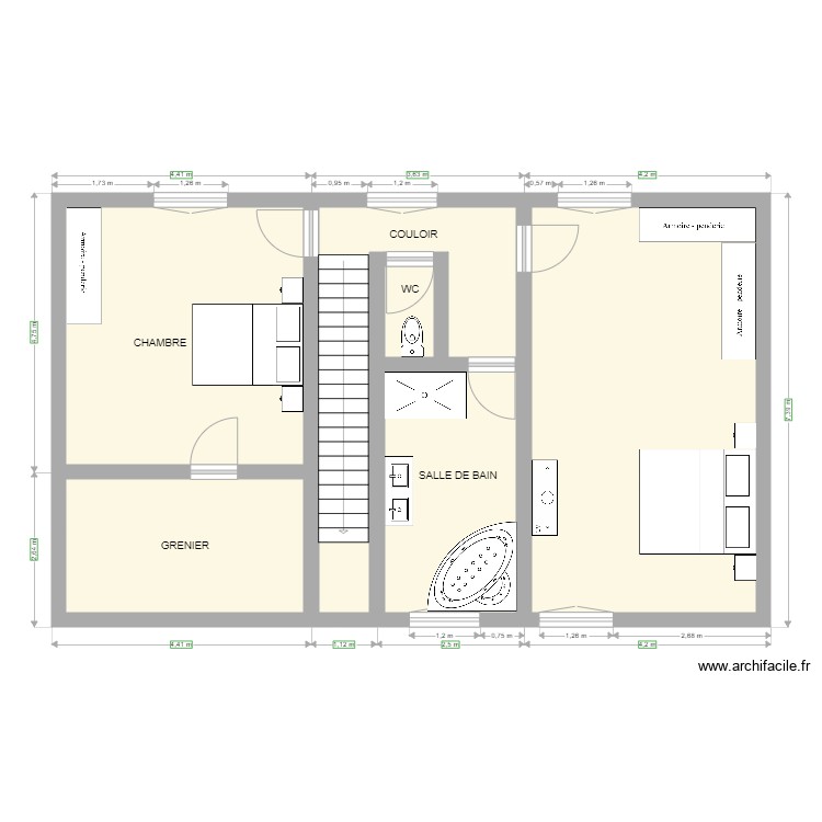 NECY ETAGE APRES TRAVAUX. Plan de 0 pièce et 0 m2