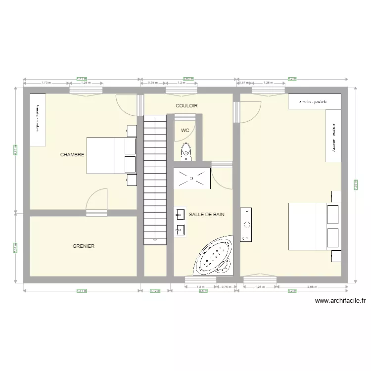 NECY ETAGE APRES TRAVAUX. Plan de 