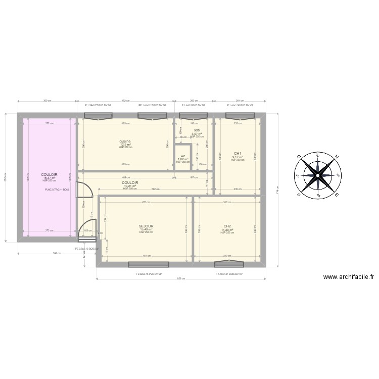 truquet . Plan de 8 pièces et 80 m2