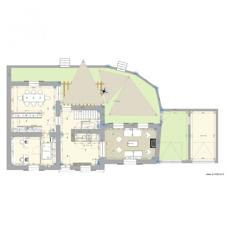 RDC cuisine Salon 3 option porte. Plan de 0 pièce et 0 m2