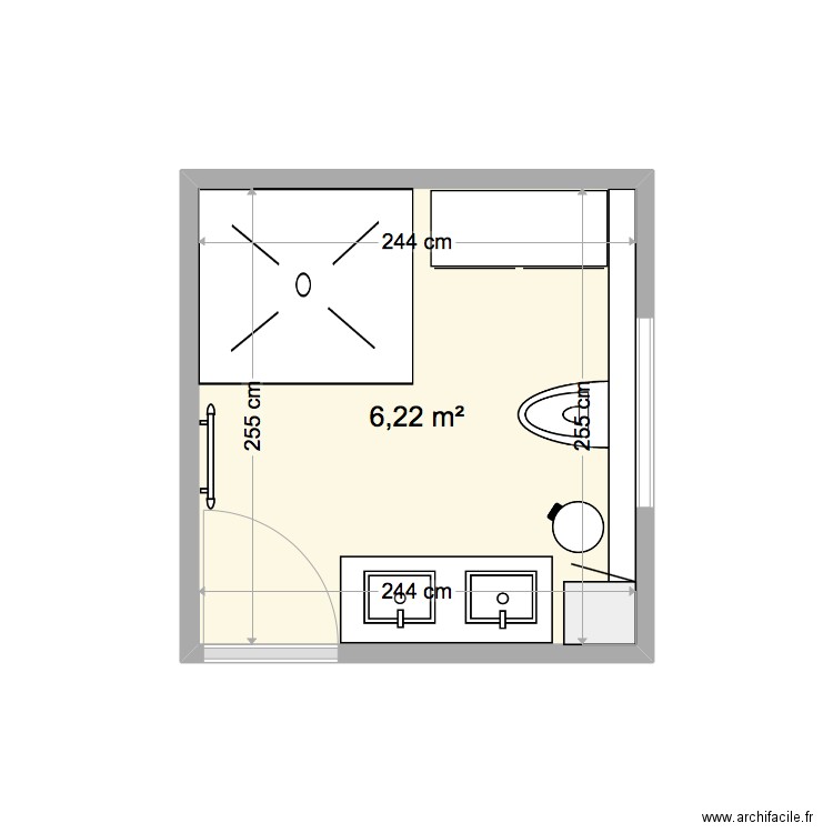 Sdb perso3. Plan de 1 pièce et 6 m2