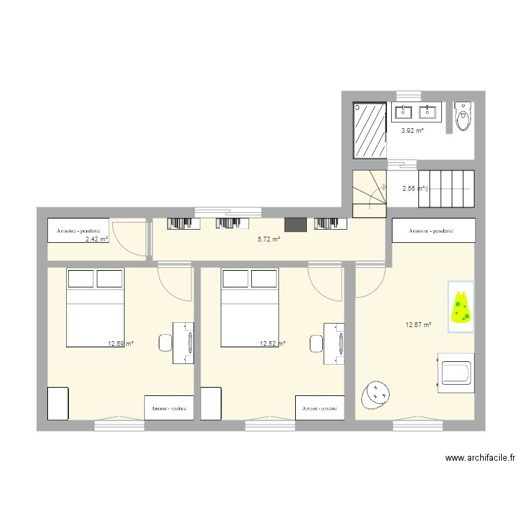 Extension 1er étage V5. Plan de 0 pièce et 0 m2
