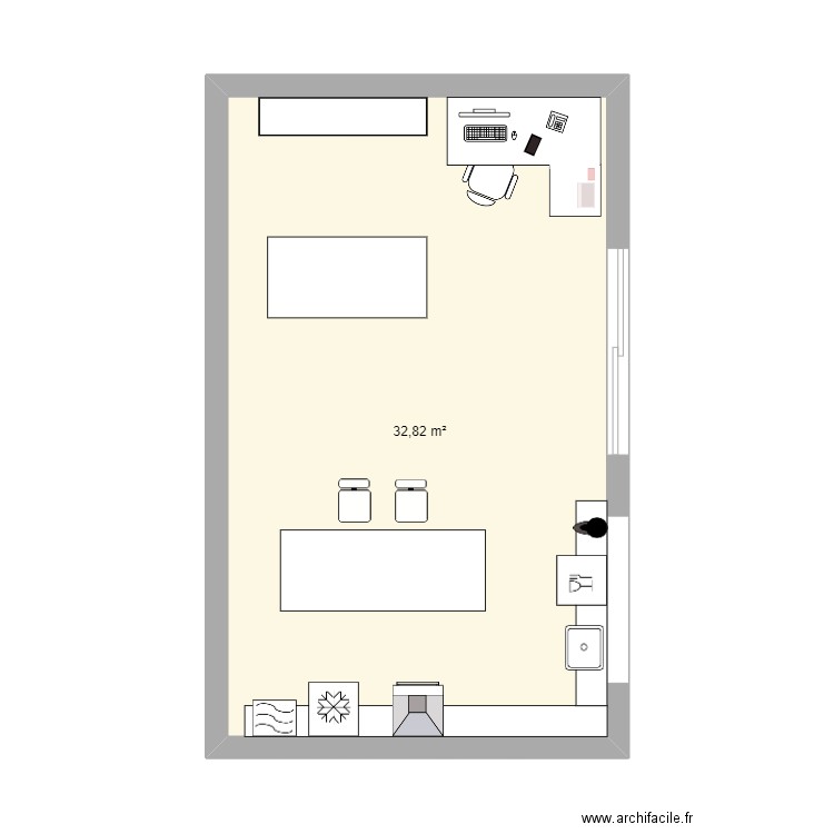 Bureau et cuisine. Plan de 0 pièce et 0 m2