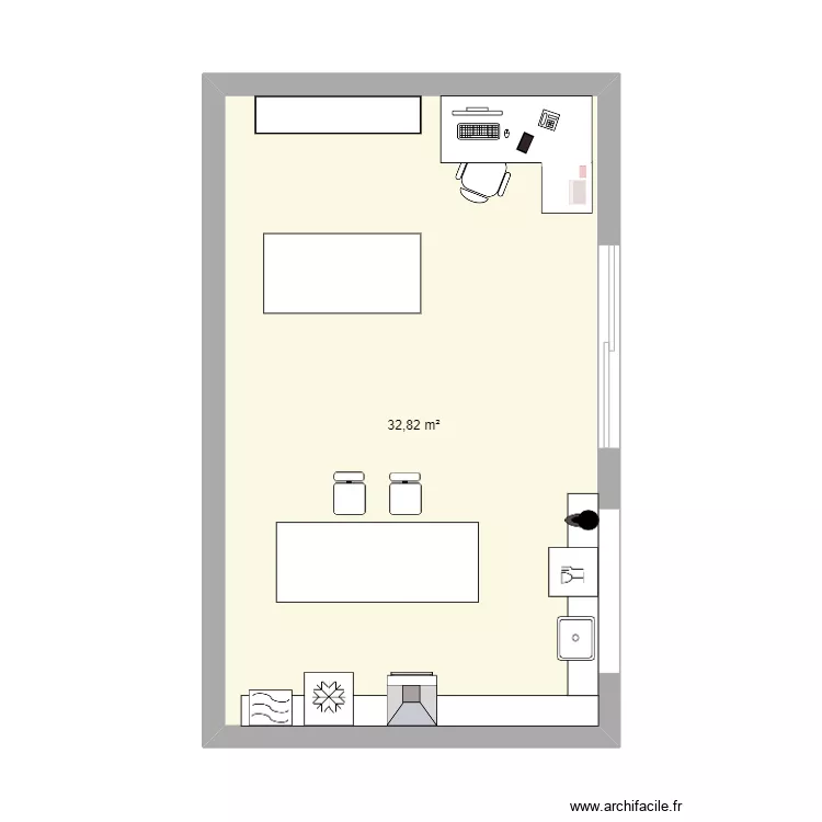 Bureau et cuisine. Plan de Bureau et cuisine. Plan de